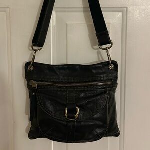 Fossil Black Leather Shoulder Crossbody Bag